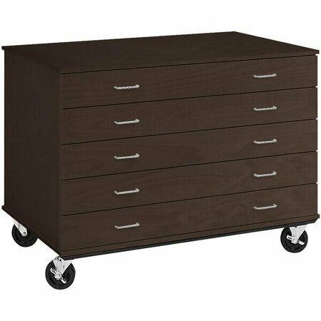 I.D. SYSTEMS 36'' Tall Midnight Maple Five Drawer Mobile Storage Cabinet 80392F36023 538392F36023
